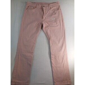 Levi's 511 Jeans 33x30 Pink Slim Fit Straight Leg Denim Abstract Pattern Palm